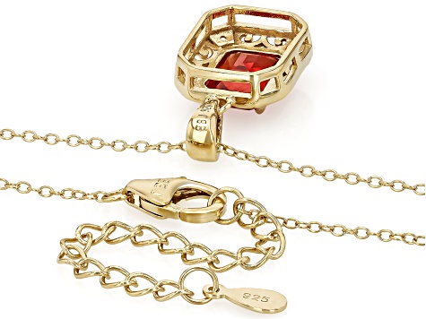 Sunset Orange Lab Created Sapphire and White Zircon 18k Yellow