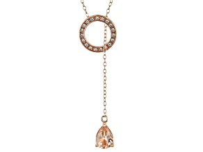 Morganite With White Zircon 18k Rose Gold Over Sterling Silver Necklace 0.87ctw