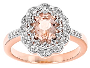 Peach Morganite 18k Rose Gold Over Sterling Silver Ring 0.94ctw