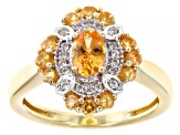Spessartite Garnet With White Zircon 18k Yellow Gold Over Sterling Silver Ring 1.06ctw