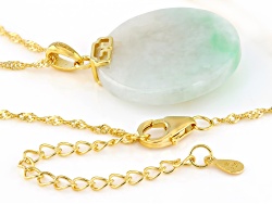 Green Jadeite 18k Yellow Gold Over Sterling Silver Snake Pendant With Chain