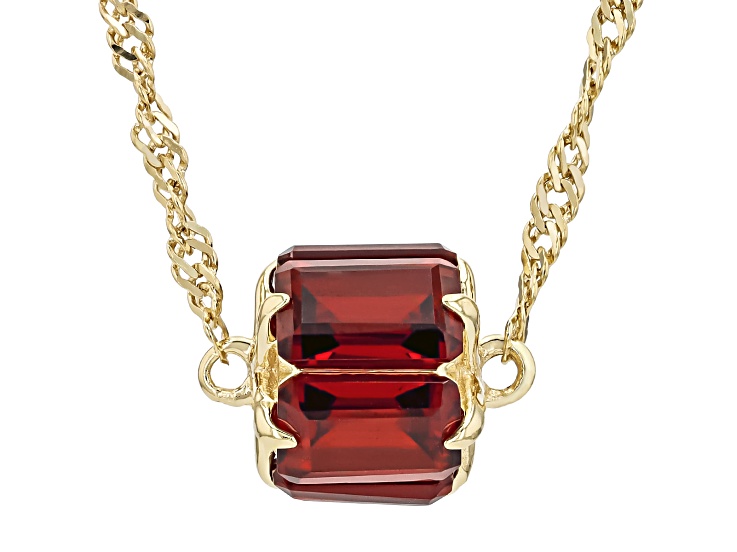 Red Garnet 18k Yellow Gold Over Sterling Silver Necklace 3.36ctw