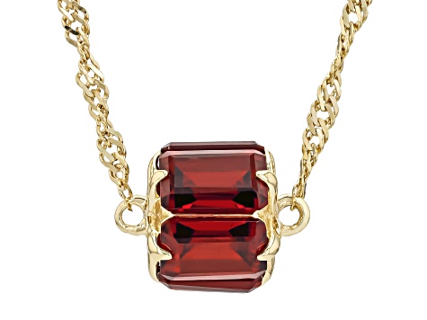 Red Garnet 18k Yellow Gold Over Sterling Silver Necklace 3.36ctw