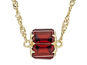 Picture of Red Garnet 18k Yellow Gold Over Sterling Silver Necklace 3.36ctw