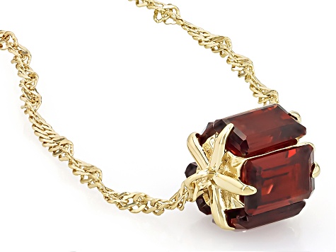Red Garnet 18k Yellow Gold Over Sterling Silver Necklace 3.36ctw