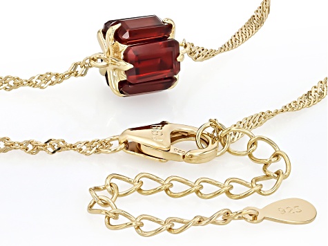 Red Garnet 18k Yellow Gold Over Sterling Silver Necklace 3.36ctw