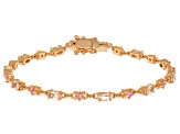 Peach Morganite With Pink Lab Created Sapphire 18k Rose Gold Over Sterling Silver Bracelet 2.04ctw