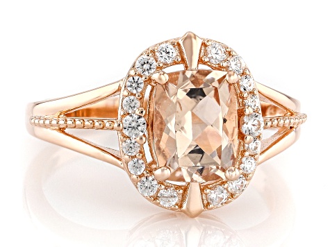 Peach Morganite 18k Rose Gold Over Sterling Silver Ring 1.29ctw