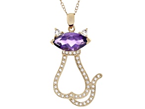 Purple African Amethyst 18k Yellow Gold Over Sterling Silver Pendant With Chain 3.70ctw