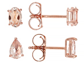 Peach Morganite 18k Rose Gold Over Sterling Silver Earrings With Jewelry Box 1.04ctw