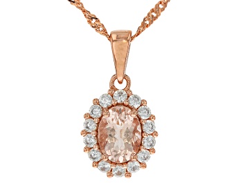 Picture of 115th Anniversary Peach Morganite 18k Rose Gold Over Sterling Silver Pendant With Chain 1.74ctw