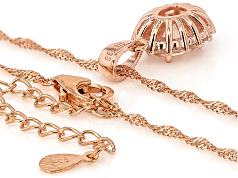 115th Anniversary Peach Morganite 18k Rose Gold Over Sterling Silver Pendant With Chain 1.74ctw