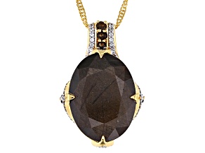 Golden Sheen Sapphire 18k Yellow Gold Over Sterling Silver Pendant With Chain 20.32ctw