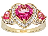 Pink Topaz With White Zircon 18k Yellow Gold Over Sterling Silver Ring 2.75ctw