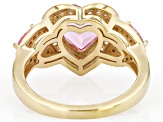 Pink Topaz With White Zircon 18k Yellow Gold Over Sterling Silver Ring 2.75ctw