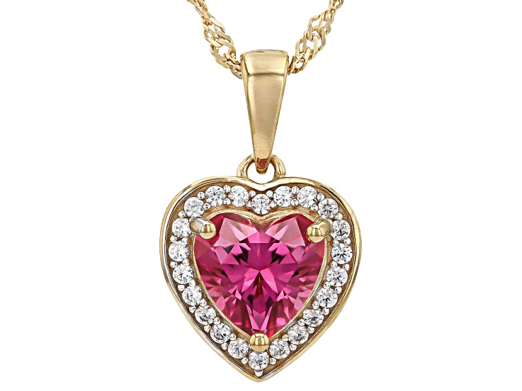 Pink Topaz With White Zircon 18k Yellow Gold Over Sterling