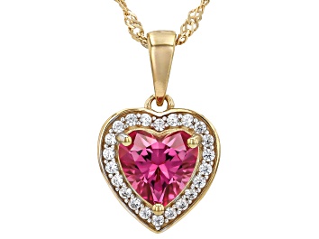Picture of Pink Topaz With White Zircon 18k Yellow Gold Over Sterling Silver Pendant With Chain 2.05ctw