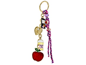Multi-Color Enamel & Crystal Gold Tone "Teacher Essentials" Keychain