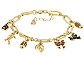 Multi-Color Enamel & Crystal Gold Tone  "Game Day" Charm Bracelet