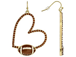 Multi-Color Enamel & Crystal Gold Tone Football Lover Earrings
