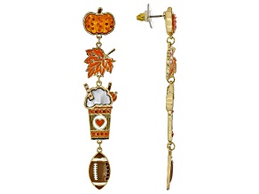 Multi-Color Enamel & Crystal Gold Tone "Fall Favorites" Dangle Earrings