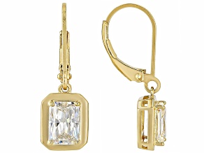 White Strontium Titanate 18k Yellow Gold Over Sterling Silver Earrings 2.50ctw