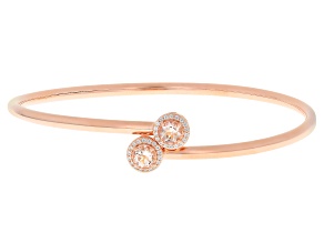 Peach Morganite With White Zircon 18k Rose Gold Over Sterling Silver Bracelet 0.91ctw