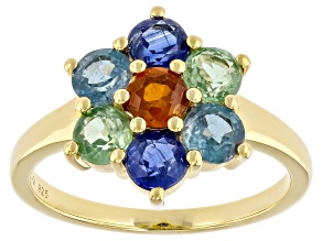 Multi Color Kyanite 18k Yellow Gold Over Sterling Silver Ring 2.07ctw