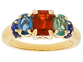 Multi Color Kyanite 18k Yellow Gold Over Sterling Silver Ring 2.31ctw