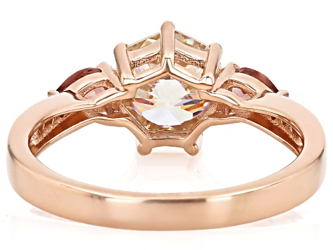 Heptagon Cut Strontium Titanate 18k Rose Gold Over Sterling