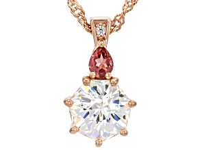 Heptagon Cut Strontium Titanate 18k Rose Gold Over Sterling Silver Pendant With Chain 2.73ctw