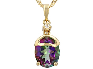 Picture of Multi-Color Mystic Topaz 18k Yellow Gold Over Sterling Silver Pendant With Chain 3.76ctw