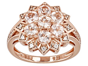 Morganite With White Zircon 18k Rose Gold Over 
Sterling Silver Ring 1.61ctw