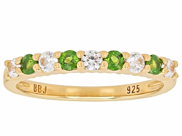 Picture of Chrome Diopside With White Zircon 18k Yellow Gold Over Sterling Silver Ring 0.68ctw