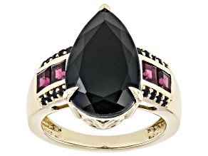 Black Spinel With Rhodolite 18k Yellow Gold Over Sterling Silver Ring 7.56ctw