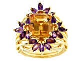 Golden Citrine 18k Yellow Gold Over Sterling Silver Ring With Ring Guard Set 4.95ctw