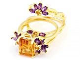 Golden Citrine 18k Yellow Gold Over Sterling Silver Ring With Ring Guard Set 4.95ctw