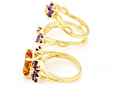 Golden Citrine 18k Yellow Gold Over Sterling Silver Ring With Ring Guard Set 4.95ctw