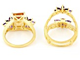 Golden Citrine 18k Yellow Gold Over Sterling Silver Ring With Ring Guard Set 4.95ctw