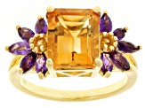 Golden Citrine 18k Yellow Gold Over Sterling Silver Ring With Ring Guard Set 4.95ctw