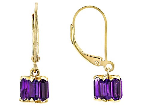 Purple Amethyst 18k Yellow Gold Over Sterling Silver Earrings 2.60ctw