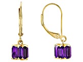 Purple Amethyst 18k Yellow Gold Over Sterling Silver Earrings 2.60ctw