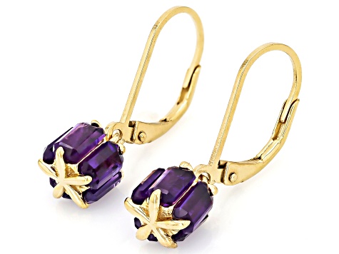 Purple Amethyst 18k Yellow Gold Over Sterling Silver Earrings 2.60ctw