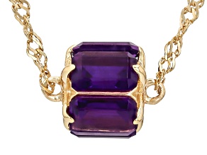 Purple Amethyst 18k Yellow Gold Over Sterling Silver Necklace 2.55ctw