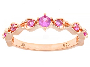 Pink Lab Created Sapphire 18k Rose Gold Over Sterling Silver Ring 0.19ctw