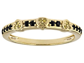 Black Spinel With Yellow Diamond 18k Yellow Gold Over Sterling Silver 0.54ctw
