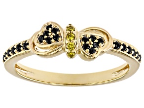 Black Spinel With Yellow Diamond 18k Yellow Gold Over Sterling Silver Ring 0.38ctw