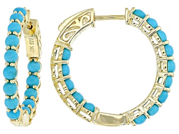 Picture of Blue Sleeping Beauty Turquoise 18k Yellow Gold Over Sterling Silver Earrings