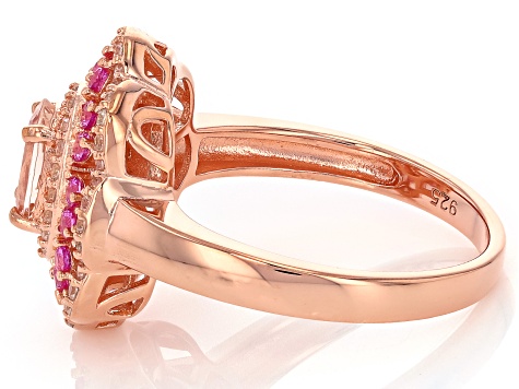 Morganite, Pink Lab Created Sapphire With White Zircon 18k Rose