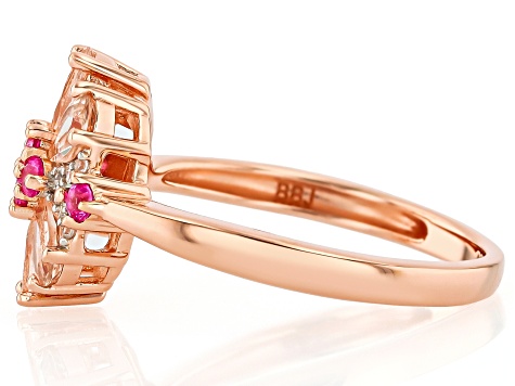その他 pinkish gold mr. Morganite With Lab Pink Sapphire With White Zircon 18k Rose Gold